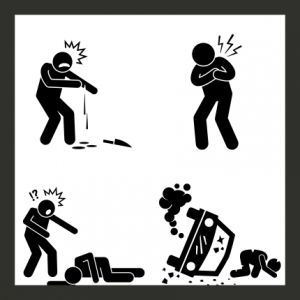 Piktogramm für leichte Sprache, zeigt Menschen in Notfallsituationen